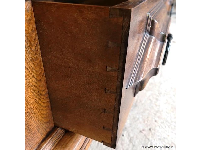 Antieke (1820-1880) massief eiken met fraai snijwerk duitse grunderkaste - afbeelding 5 van  18