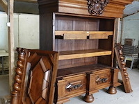 Antieke (1820-1880) massief eiken met fraai snijwerk duitse grunderkaste - afbeelding 11 van  18