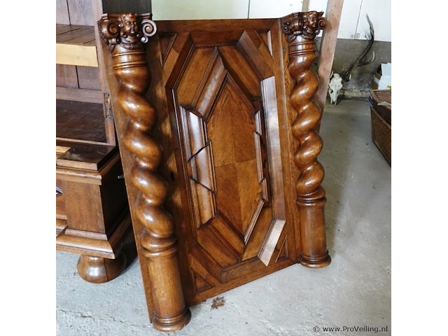 Antieke (1820-1880) massief eiken met fraai snijwerk duitse grunderkaste - afbeelding 18 van  18