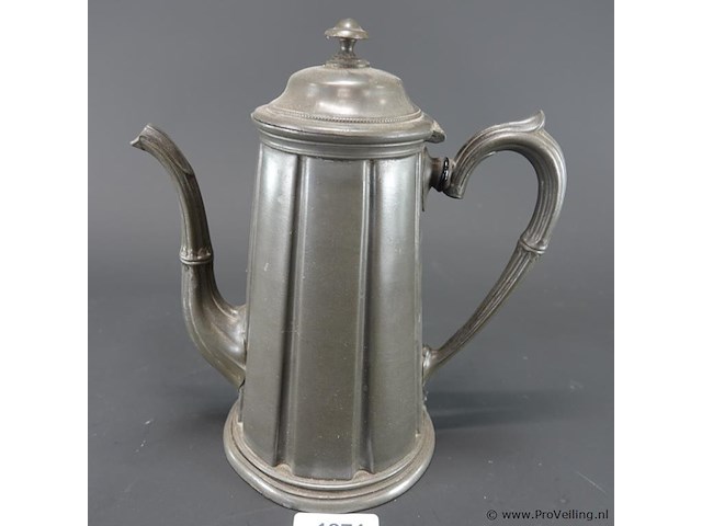 Antieke (1880/1890) sharman & hydes uit sheffield, engeland tinnen koffiepot - afbeelding 1 van  5