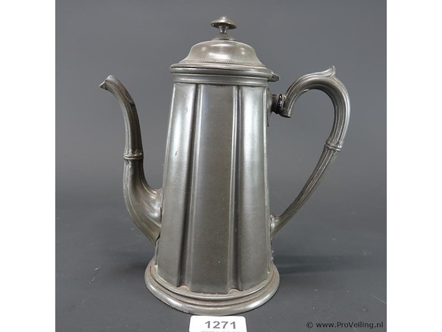 Antieke (1880/1890) sharman & hydes uit sheffield, engeland tinnen koffiepot - afbeelding 2 van  5