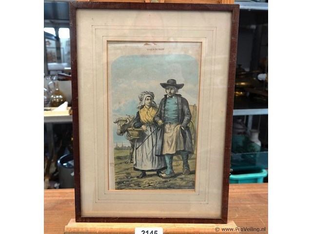 Antieke (19de eeuw) kleuren litho - afbeelding 1 van  5