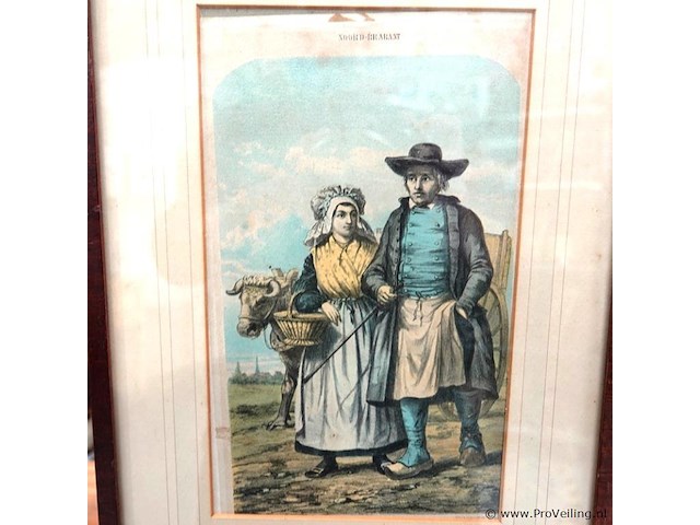 Antieke (19de eeuw) kleuren litho - afbeelding 2 van  5