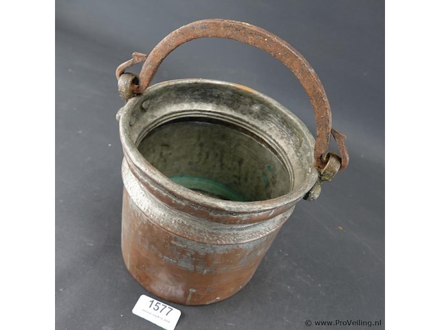 Antieke 19de eeuwse koperen emmer - afbeelding 2 van  5