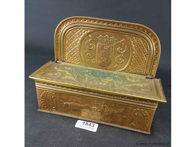 Antieke 19de eeuwse nederlandse koperen kaarsendoos, ook wel bekend als een centenbakkie - afbeelding 1 van  5