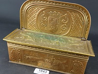 Antieke 19de eeuwse nederlandse koperen kaarsendoos, ook wel bekend als een centenbakkie - afbeelding 1 van  5