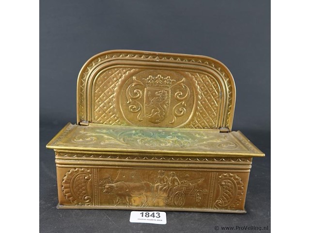 Antieke 19de eeuwse nederlandse koperen kaarsendoos, ook wel bekend als een centenbakkie - afbeelding 2 van  5