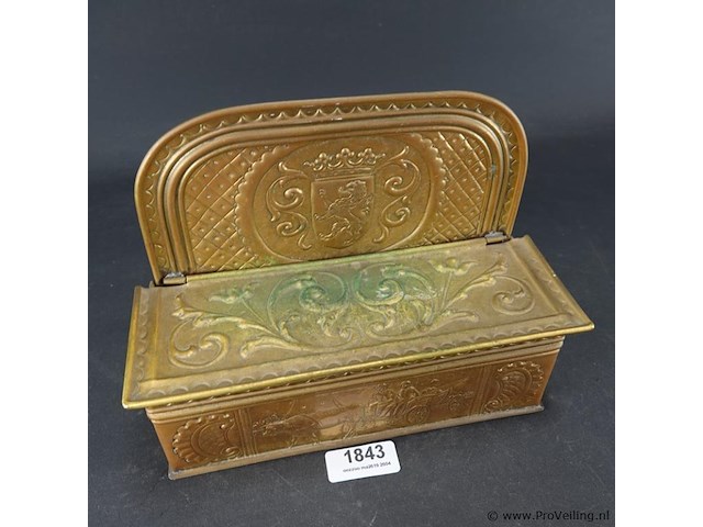 Antieke 19de eeuwse nederlandse koperen kaarsendoos, ook wel bekend als een centenbakkie - afbeelding 3 van  5