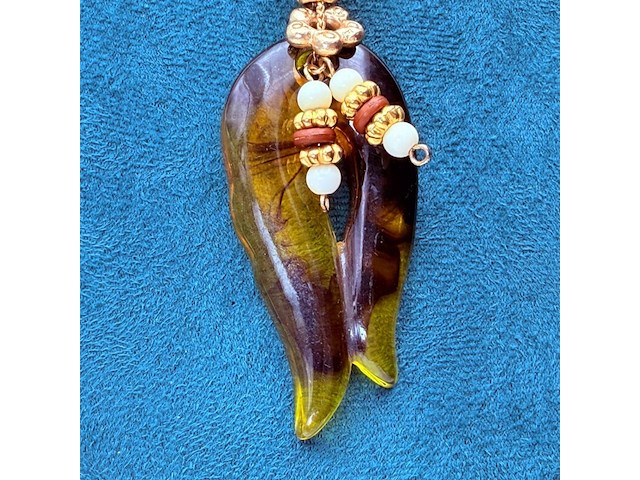 Antieke amber pendant collier - afbeelding 3 van  4