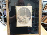 Antieke aquatint-prent "le compliment ou la matinée du jour de l'an" - afbeelding 1 van  5