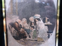 Antieke aquatint-prent "le compliment ou la matinée du jour de l'an" - afbeelding 2 van  5