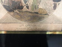 Antieke aquatint-prent "le compliment ou la matinée du jour de l'an" - afbeelding 3 van  5