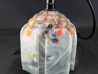 Antieke art deco lamp met gemarmerde glazen kap uit de jaren 30 - afbeelding 1 van  5