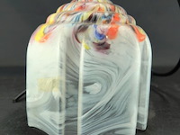 Antieke art deco lamp met gemarmerde glazen kap uit de jaren 30 - afbeelding 2 van  5