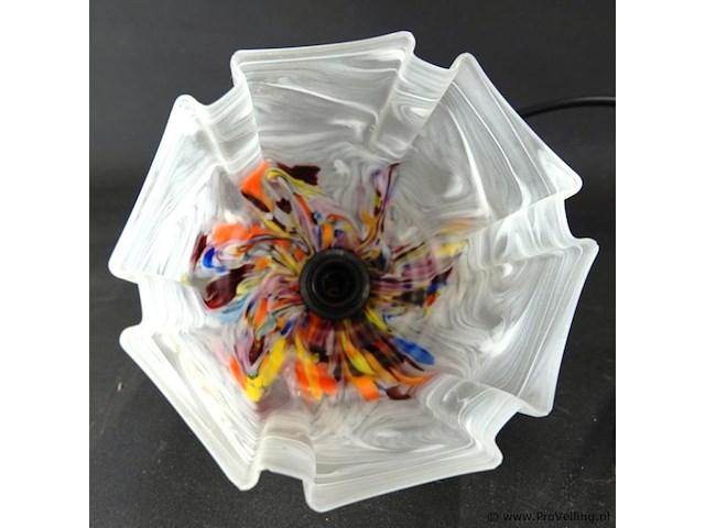 Antieke art deco lamp met gemarmerde glazen kap uit de jaren 30 - afbeelding 4 van  5