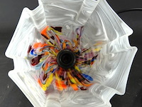 Antieke art deco lamp met gemarmerde glazen kap uit de jaren 30 - afbeelding 4 van  5