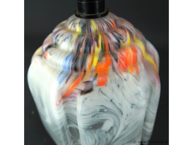 Antieke art deco lamp met gemarmerde glazen kap uit de jaren 30 - afbeelding 5 van  5