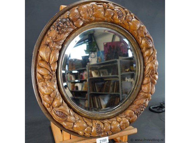 Antieke barbola geslepen spiegel - afbeelding 1 van  5