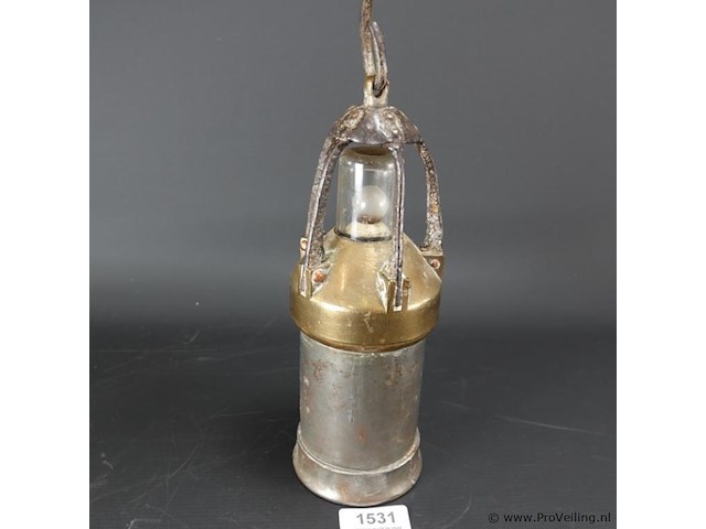Antieke belgische mijnwerklamp - afbeelding 1 van  5