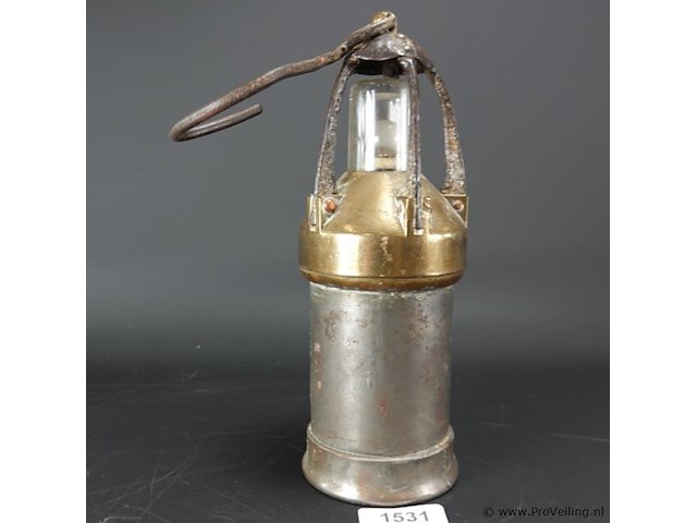 Antieke belgische mijnwerklamp - afbeelding 2 van  5