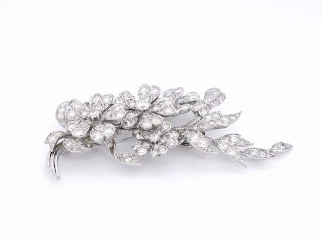 Antieke broche met diamanten 12.00 carat - afbeelding 3 van  11