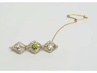 Antieke broche met old cut diamanten en zeldzame demantoid - afbeelding 4 van  7