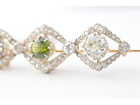 Antieke broche met old cut diamanten en zeldzame demantoiet - afbeelding 3 van  5