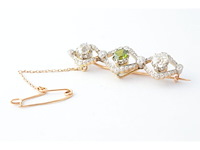 Antieke broche met old cut diamanten en zeldzame demantoiet - afbeelding 5 van  5