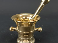 Antieke brons/messing nederlandse knopvijzel met stamper - afbeelding 1 van  5