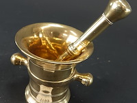 Antieke brons/messing nederlandse knopvijzel met stamper - afbeelding 2 van  5