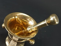 Antieke brons/messing nederlandse knopvijzel met stamper - afbeelding 3 van  5