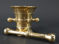 Antieke brons/messing nederlandse knopvijzel met stamper - afbeelding 4 van  5