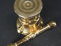 Antieke brons/messing nederlandse knopvijzel met stamper - afbeelding 5 van  5