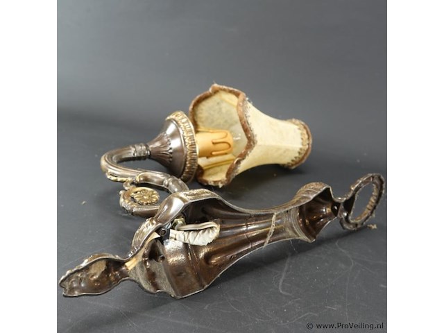Antieke brons/messing wandkandelaar - afbeelding 5 van  5