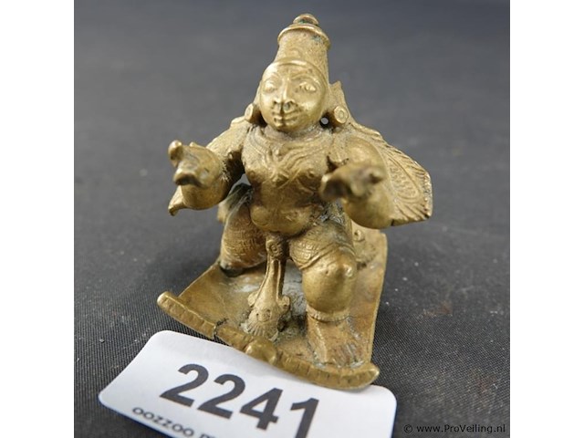 Antieke bronzen beeldje van de hindoegod krishna als kind, ook bekend als bal krishna of laddu gopal - afbeelding 1 van  5