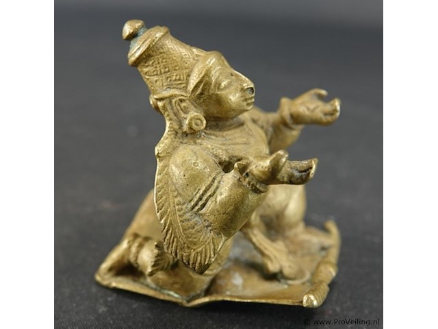 Antieke bronzen beeldje van de hindoegod krishna als kind, ook bekend als bal krishna of laddu gopal - afbeelding 2 van  5