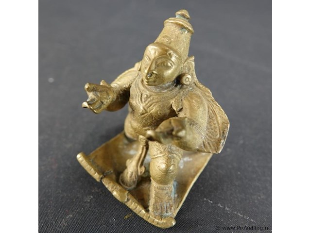 Antieke bronzen beeldje van de hindoegod krishna als kind, ook bekend als bal krishna of laddu gopal - afbeelding 4 van  5