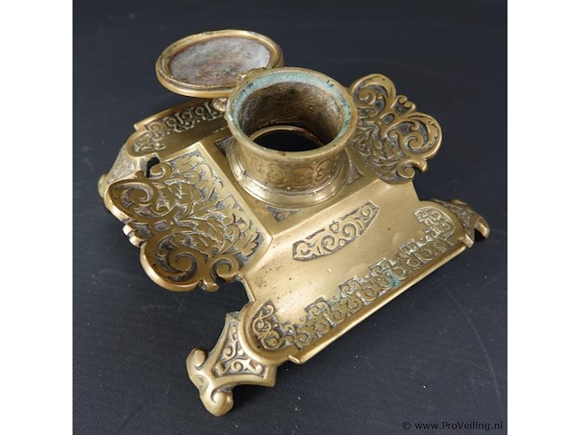 Antieke bronzen inktpot - afbeelding 2 van  3