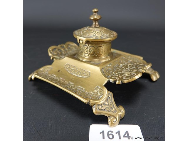 Antieke bronzen inktpot - afbeelding 1 van  3
