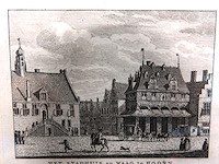 Antieke (ca. 1793) kopergravure titel 'het stadhuis en waag te hoorn. ooster kerk te hoorn'. - afbeelding 3 van  5