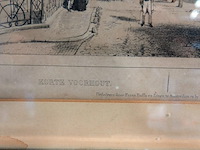 Antieke (ca. 1855) litho "korte voorhout / entrée de la ville du côté du bois" - afbeelding 3 van  5