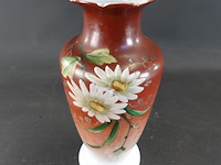 Antieke (ca. 1880) handbeschilderde opaline vaas - afbeelding 1 van  5
