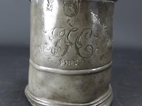 Antieke doorleefde tinnen kroes - afbeelding 2 van  5