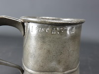 Antieke doorleefde tinnen kroes - afbeelding 4 van  5