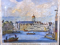 Antieke druk gezigt op amsterdam - afbeelding 3 van  5