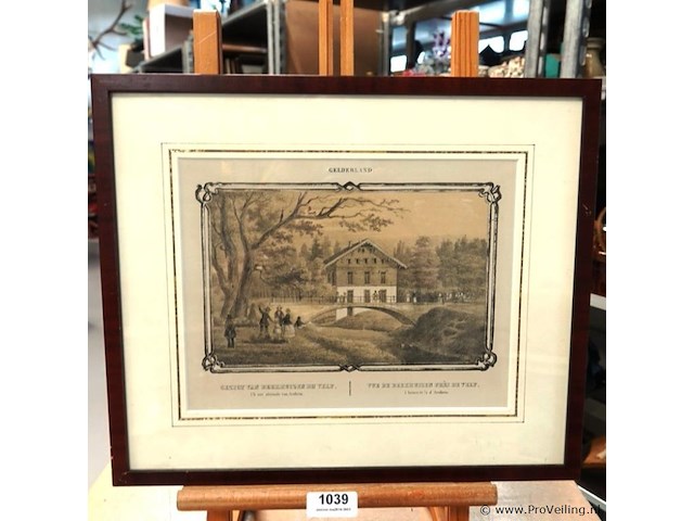 Antieke druk gezigt van beekhuizen bij velp - afbeelding 1 van  5