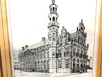 Antieke druk het oude stadhuis van 's gravenhage - afbeelding 2 van  5