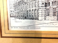 Antieke druk het oude stadhuis van 's gravenhage - afbeelding 3 van  5