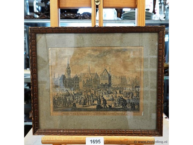Antieke druk jaarlijkse ommegang der gilden en leproozen op koppersmaandag te amsterdam - afbeelding 1 van  5