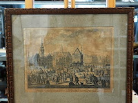 Antieke druk jaarlijkse ommegang der gilden en leproozen op koppersmaandag te amsterdam - afbeelding 1 van  5